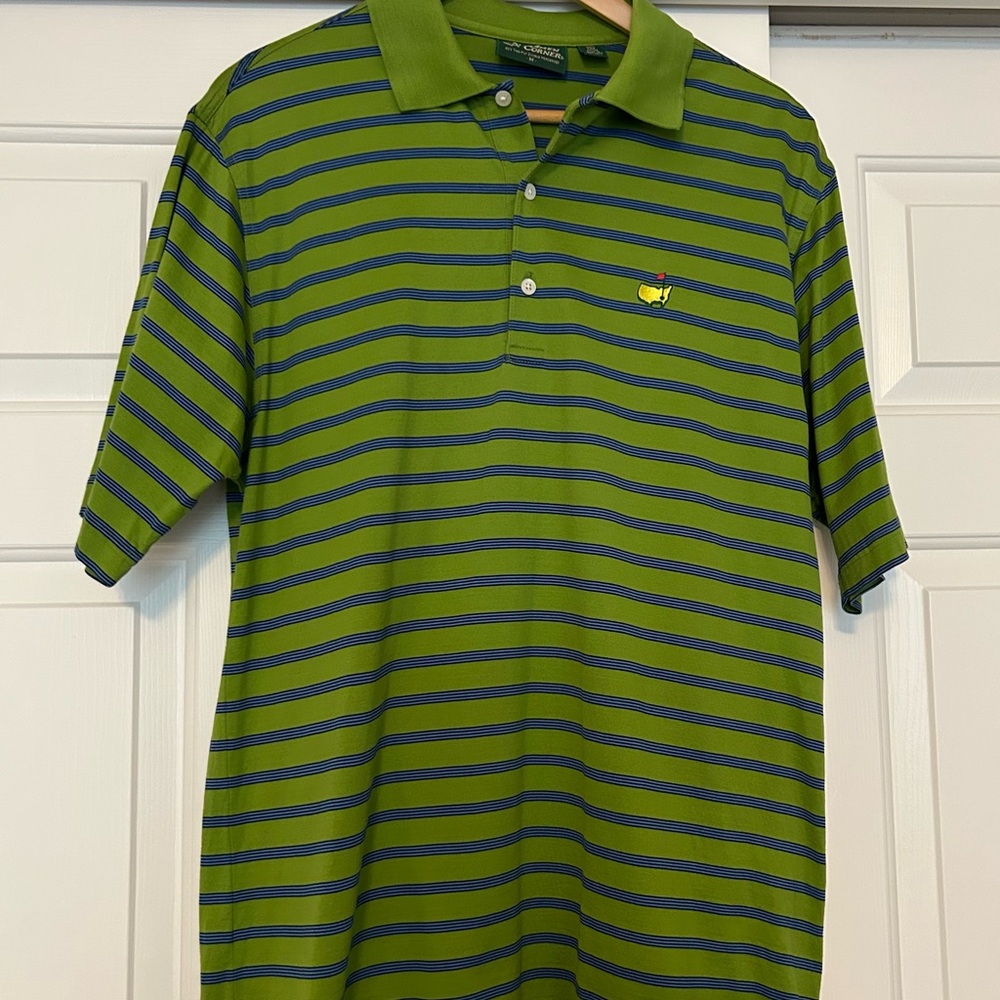 Amen Corner Masters Tournament Logo Green Striped Polo Shirt